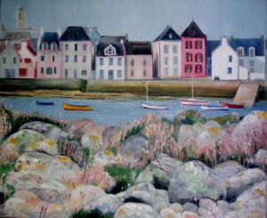 Peinture de Meryl QUIGUER: Quai Sud - Île de Sein