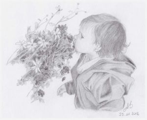 Dessin de AS: L'enfant et les fleurs