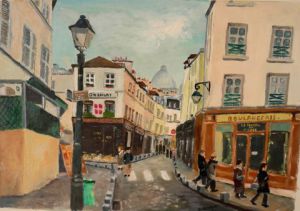 Peinture de Guy Lorquet: Rue Norvins Montmartre