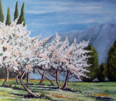 Pommiers au Canigou - Peinture - Christian D'AGOSTINO Pommiers au Canigou - Peinture - Christian D'AGOSTINO