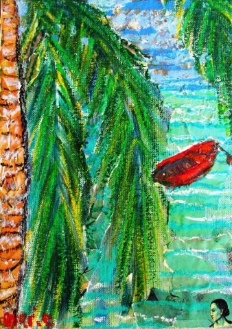 The red boat  - Peinture - MARIE INDIGO