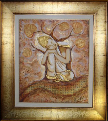Bouddha songeur or - Peinture - aurelia