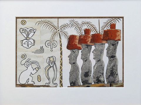 Des moaïs aux pétroglyphes - Peinture - Caledoclaudine
