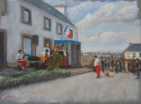 Chants marins à la mairie d'Ouessant - Peinture - chanu Chants marins à la mairie d'Ouessant - Peinture - chanu