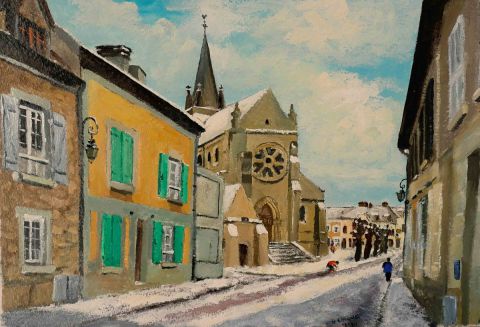 L'artiste Guy Lorquet - Jour de neige à Nesles la Vallée