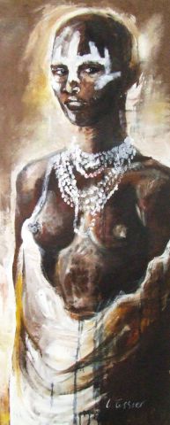 jeune femme africiane - Peinture - LUCIE TISSIER