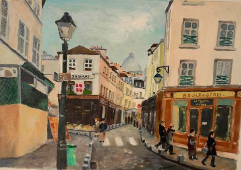 Rue Norvins Montmartre - Peinture - Guy Lorquet