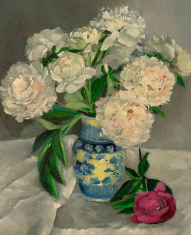 L'artiste Guy Lorquet - Pivoines dans un vase
