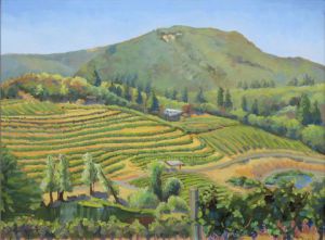 Peinture de Dominique  Amendola : Vignes sur la colline