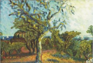Peinture de Gerard SERVAIS: L'arbre mort près de Brégançon (83)