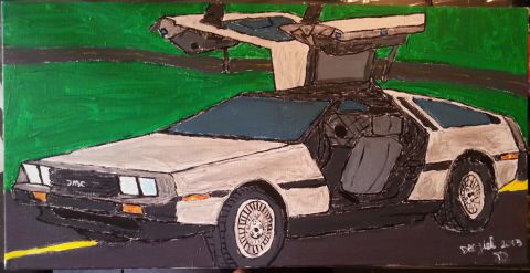 DELOREAN DMC-12 PEINTURE ACRLYLIQUE SUR TOILE LIN - Peinture - DJL DELOREAN DMC-12 PEINTURE ACRLYLIQUE SUR TOILE LIN - Peinture - DJL