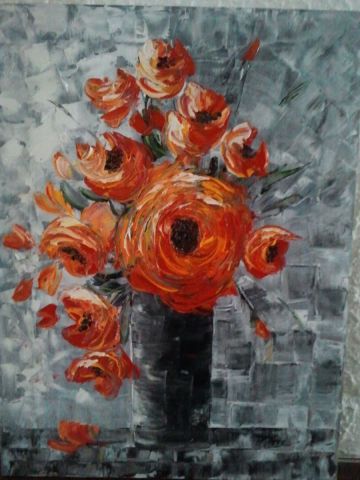 le bouquet rouge20 - Peinture - CLAIRE DE BALLAIN