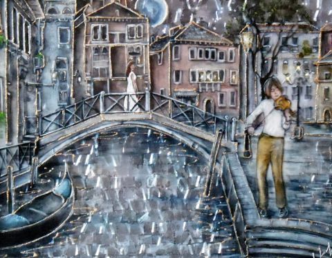 La nuit des amoureux - Peinture - Marisha La nuit des amoureux - Peinture - Marisha