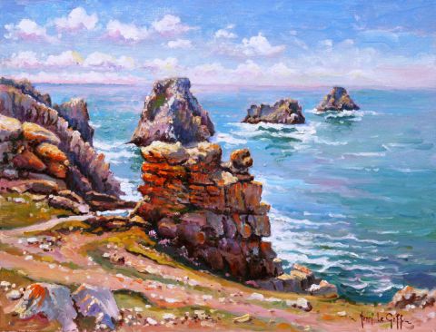 La pointe de Pen Hir (presqu'île de Crozon) - Peinture - Henri Le Goff La pointe de Pen Hir (presqu'île de Crozon) - Peinture - Henri Le Goff