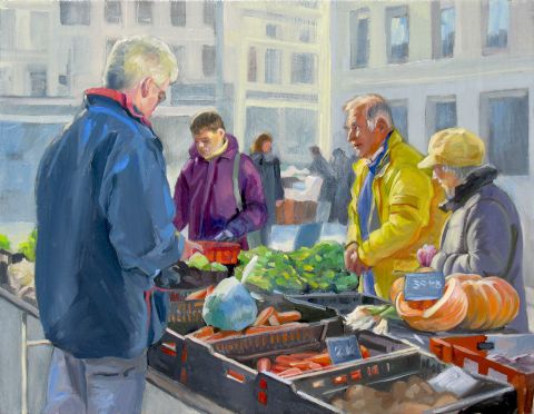 Le marché en hivers - Peinture - Dominique  Amendola 