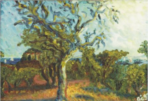 L'arbre mort près de Brégançon (83) - Peinture - Gerard SERVAIS