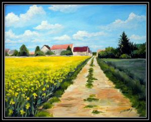 Peinture de Didier  watrin : Gometz le chatel chemin vers la ferme du hameau de grivery