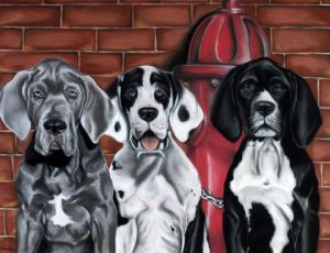 Voir cette oeuvre de Helene Roux: Chiots Dogues Allemands
