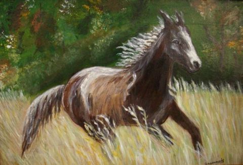 cheval en liberté - Peinture - anni