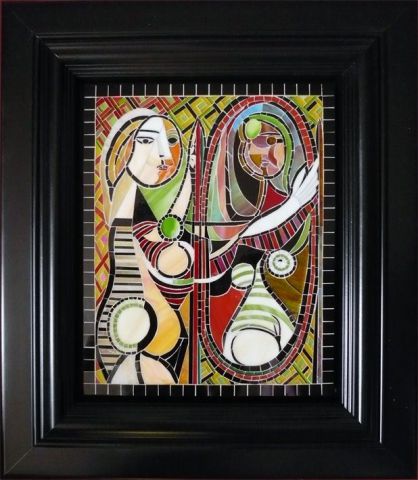 L'artiste L-Mosaique - Jeune fille devant un miroir