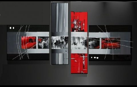 Tableau moderne rouge et gris Day by Rain - Peinture - EJRAC Tableau moderne rouge et gris Day by Rain - Peinture - EJRAC