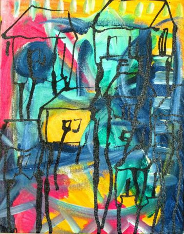 Sept cases - Peinture - MARIE INDIGO Sept cases - Peinture - MARIE INDIGO