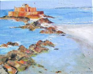 Peinture de Meryl QUIGUER: Regard sur Le Fort National. St Malo