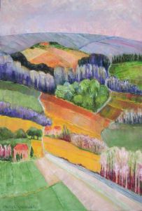 Peinture de Meryl QUIGUER: Paysage patchwork - Puymirol
