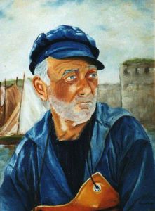 Peinture de KAN: Vieux pêcheur Concarnois