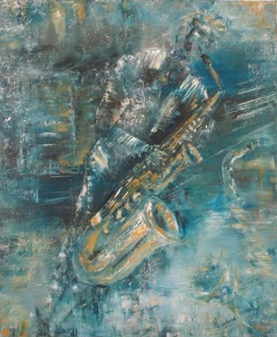 Blue saxo - Peinture - valerie CROCHARD Blue saxo - Peinture - valerie CROCHARD