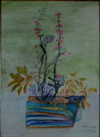 tulipe et cerisier - Peinture - Lyne Soba
