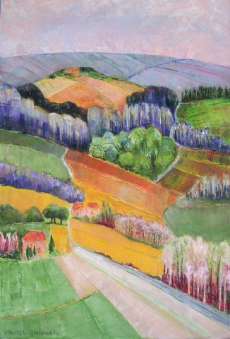Paysage patchwork - Puymirol - Peinture - Meryl QUIGUER