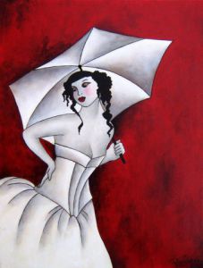 Peinture de Ah Tatieva : Aliz en neige urbaine, série rouge