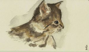 Peinture de dogu erker: Mon chaton curieux