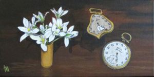 Peinture de annie massollo: Le temps s'envole doucement ou la fuite du temps.