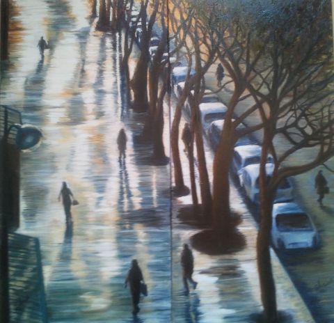 Reflets du crépuscule après la pluie d'hiver(A et B) - Peinture - Christibess Reflets du crépuscule après la pluie d'hiver(A et B) - Peinture - Christibess