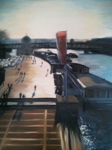 L'artiste Christibess - Soleil d'hiver sur un quai de la Seine