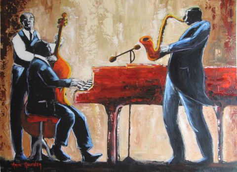les musiciens de jazz - Peinture - annie gourden