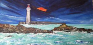 Peinture de Catherine Dutailly: Le phare des Barges   (Sables d\'Olonne)