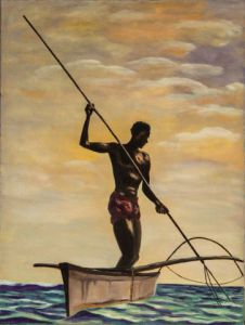Peinture de Daniel Blondeau: Pêcheur au Trident