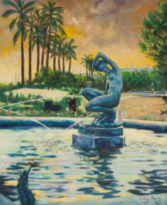 Peinture de Daniel Blondeau: Un bassin de la Croisette (Baigneuse de Bouraine)