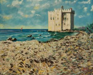 Peinture de Daniel Blondeau: Fort de l'Ile Saint-Honorat (Iles de Lérins)