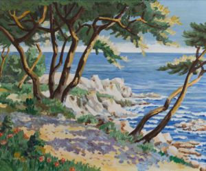 Peinture de Daniel Blondeau: Rochers de la Côte d'Azur