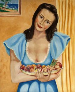 Peinture de Daniel Blondeau: Jeune Fille aux Fruits
