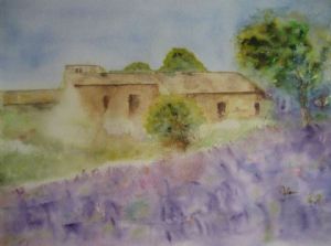 Peinture de Alain Van Hecke: Lavande & Coqueliocots en Provence