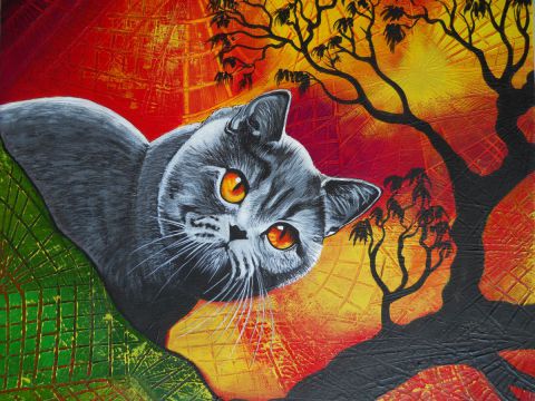 L'artiste Liseletoudic - chat psychédélique