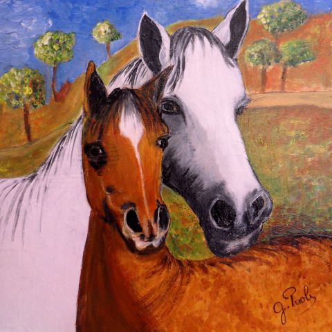 Les chevaux - Peinture - Paoli