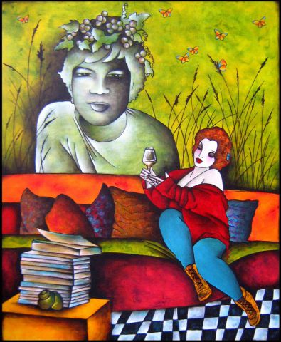 La leçon de botanique, portrait - Peinture - Ah Tatieva 