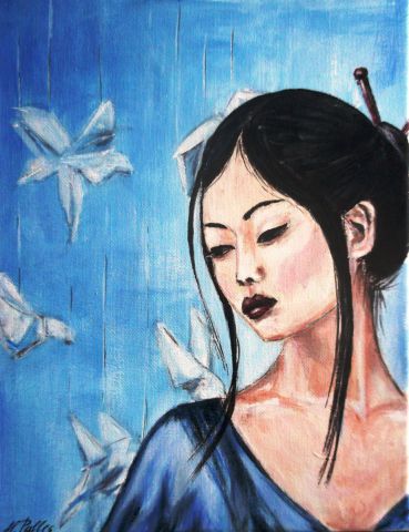 Une jeune femme japonaise - Peinture - Alyona