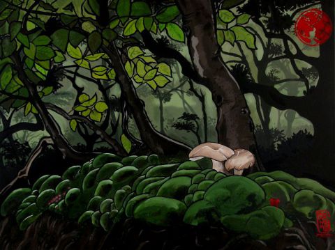 Mushrooms Forest - Peinture - Anna Karen